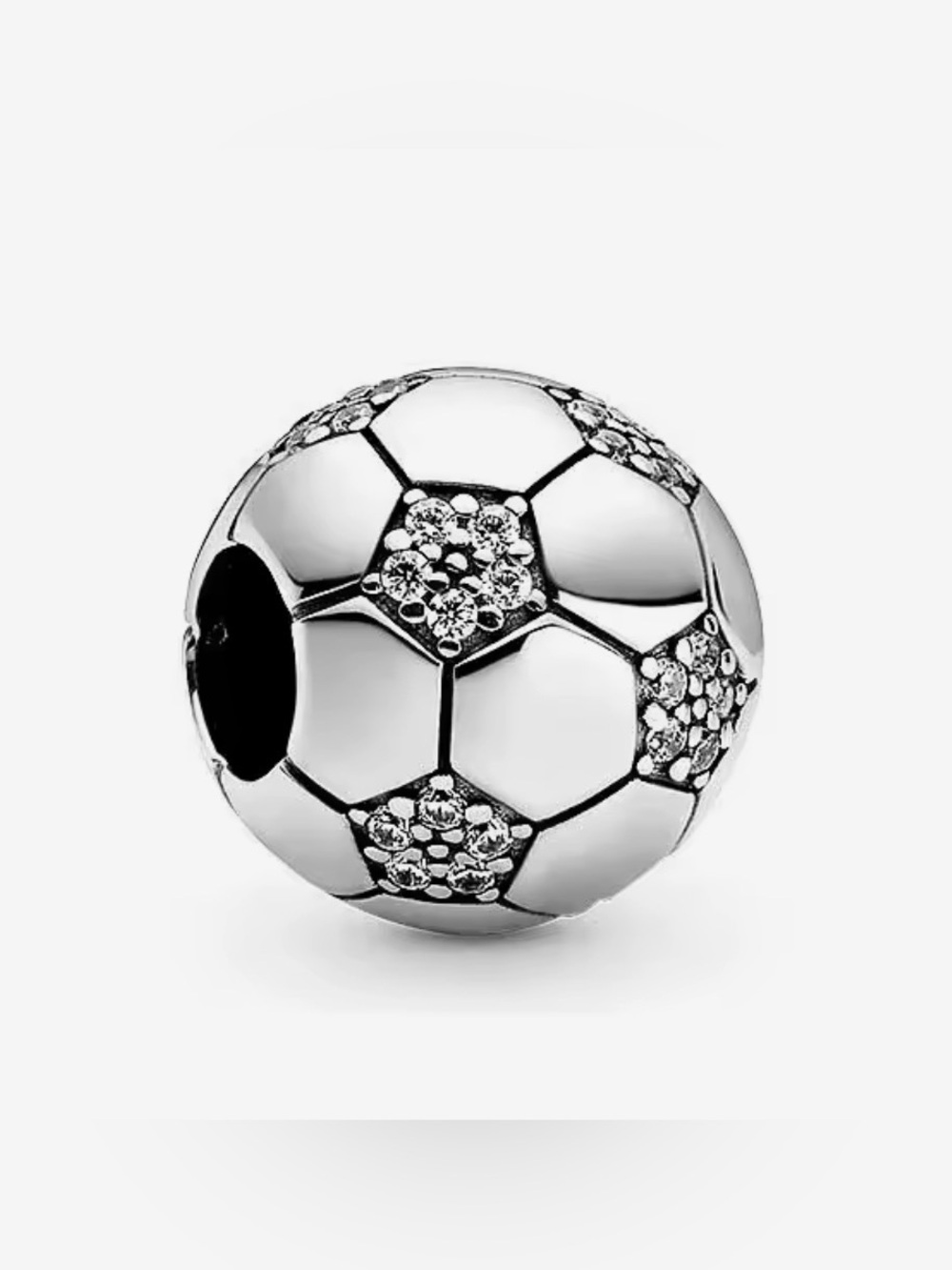 Silver & Sparkle Soccer Ball Spacer Charm